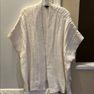 Talbots Cream Open-Front Sweater Shawl